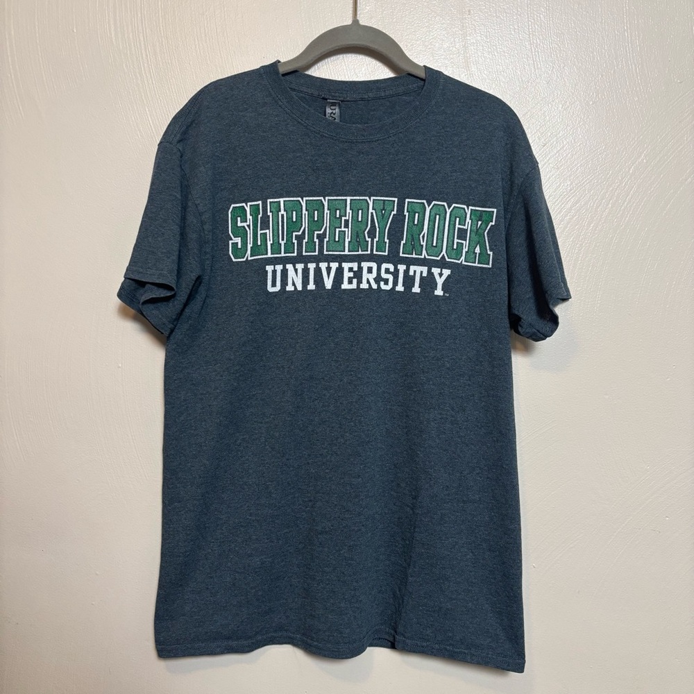 Slippery Rock University‎ SRU Women's T-Shirt Gray Green Short Sleeve Size M